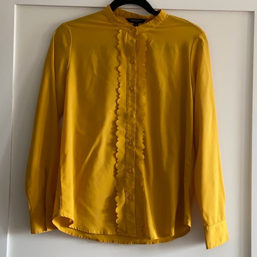 Banana Republic Golden Blouse with Scallop Trim